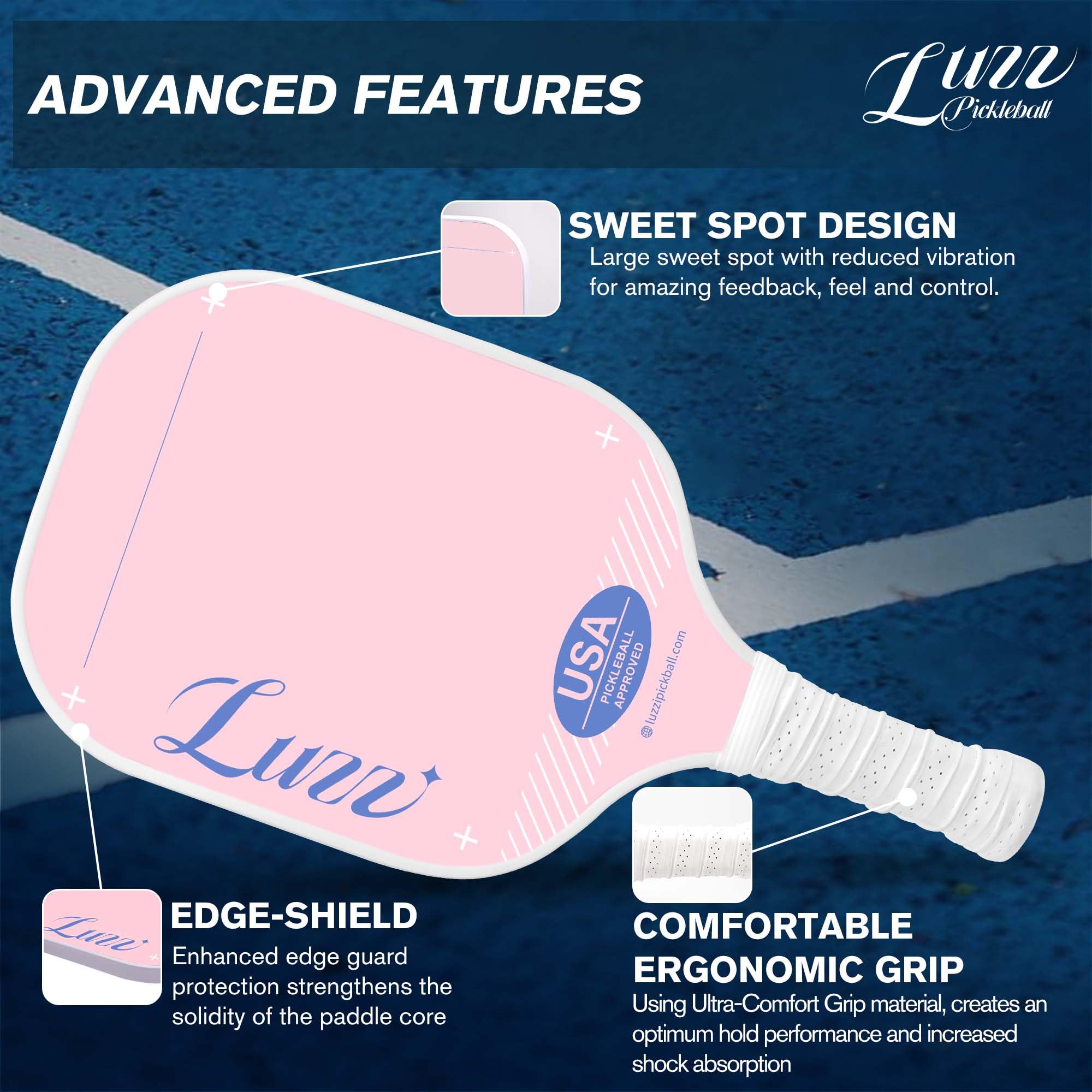 Amazon.co.jp: Luzz ピックルボールパドル、ピンクピックルボール