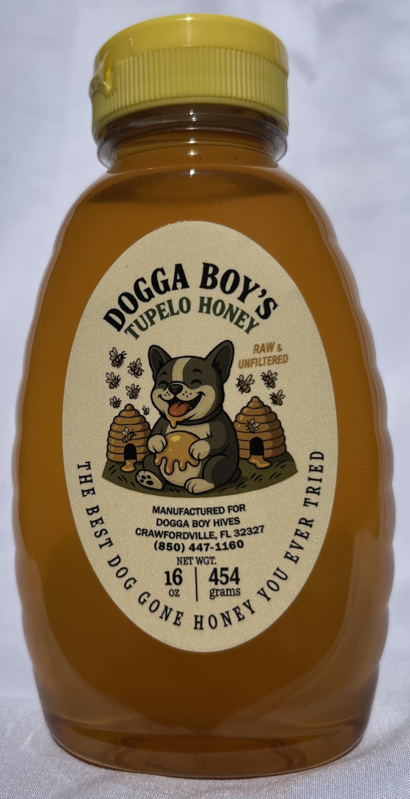 Tupelo Honey - 100% Pure Raw Unfiltered - 16oz Plastic Jar by Dogga Boy Hives”