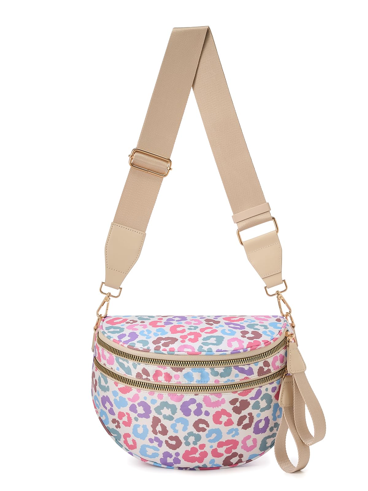 Pure Colour Crossbody Bag Bum Bag for Women,Spacious Purse Fanny Packs Belt Bag,Oversized Bum Bag (Colorful Leopard Print Bum Bag)