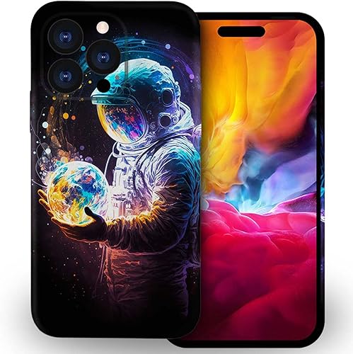 ZHEGAILIAN Funda compatible con iPhone 13 Pro Max, funda de planeta astronauta para 13 Pro Max, funda suave de TPU con proceso de impresión 3D,