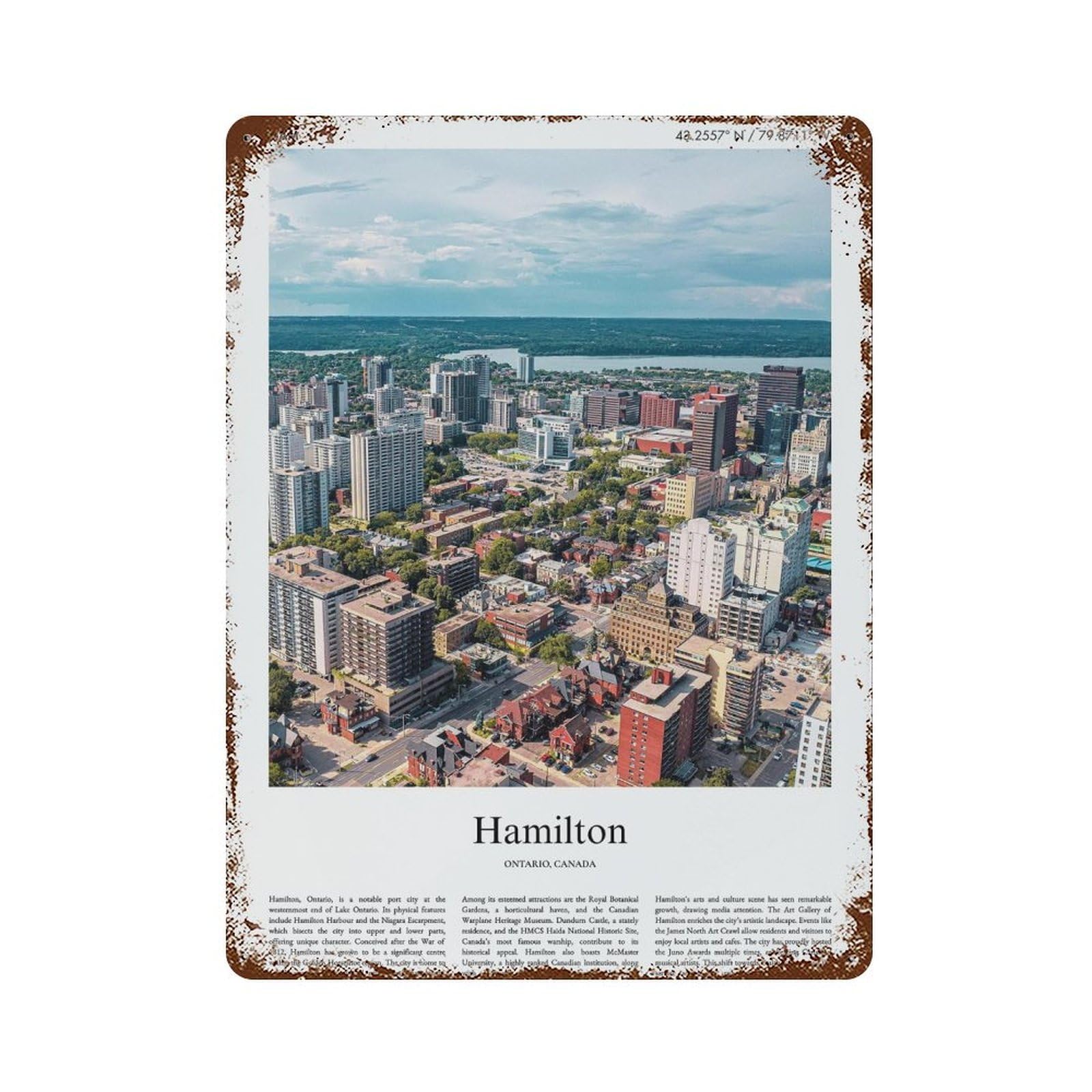 xiaoxiaoshen Hamilton Ontario, Canada City Scenery Wall Decor Art Metal Tin Poster Modern Home Decor Art Home Bar Shop Decorations Vintage Sign 40x30cm