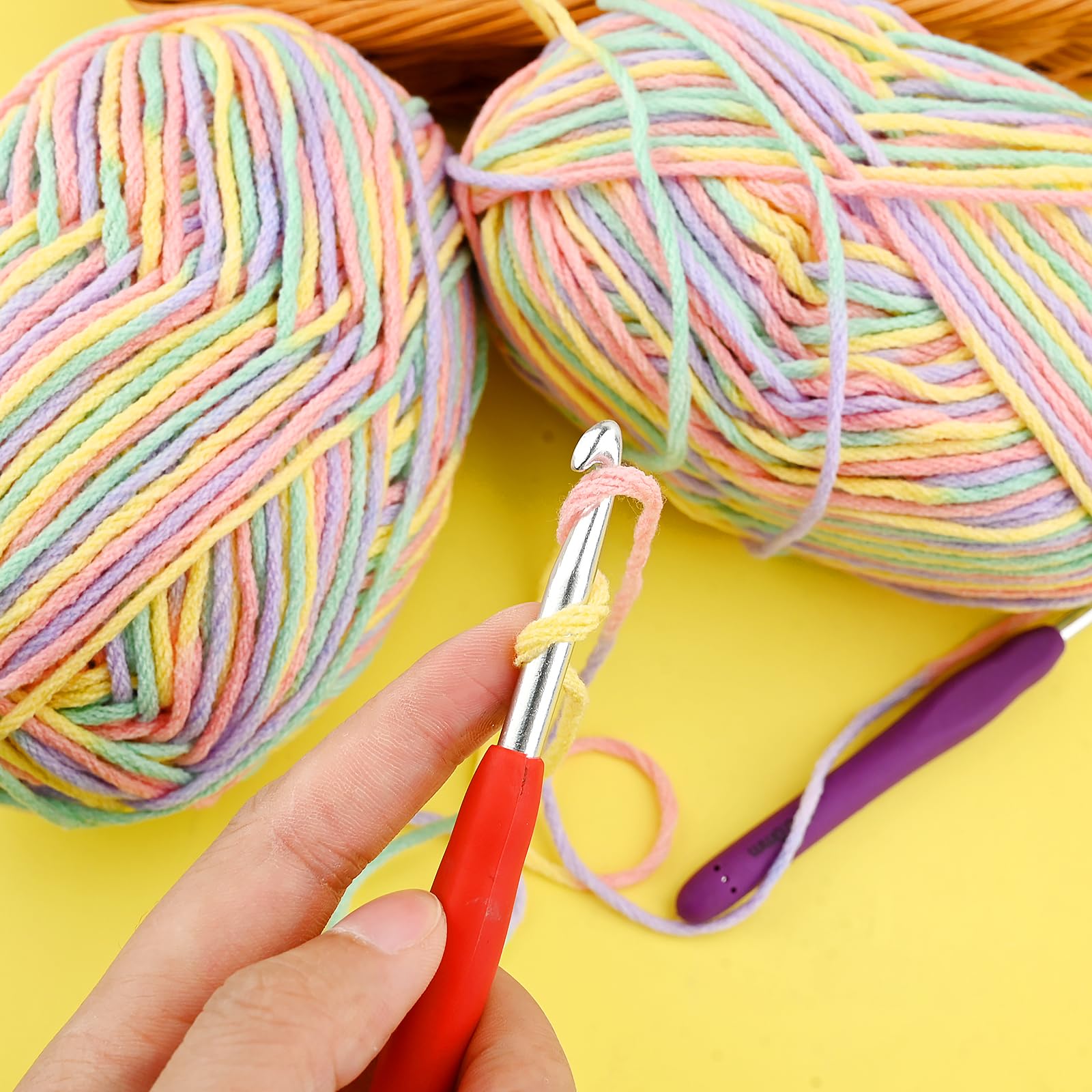 Lot De 6 Pelotes De Laine Multicolore - 50g Chacune, Coton Doux, Pour Crochet Et Tricot