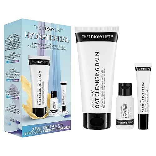 The INKEY List Hydration 101 Kit, Skin Hydration Starter Kit, Oat Cleansing Balm, Hyaluronic Acid, Caffeine Eye Cream, Suitable for All Ages - Hydration