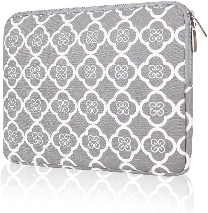 HBBEL Laptop Sleeve, Butterfly Flower Style Canvas Fabric Bag Cover for 15-15.6 Inch MacBook Pro, MacBook Air, Notebook with a Small Case for Charger or Magic Mouse, GRAY