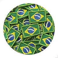 Kit 5 Micro Patch Bordado Bandeira do Brasil, 2x3cm, Termocolante e Fecho de Contato (Termocolante)