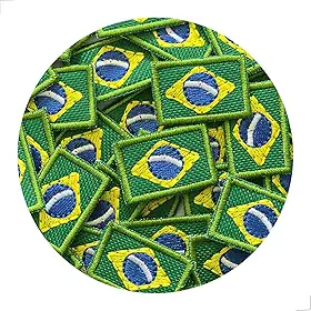 Kit 5 Micro Patch Bordado Bandeira do Brasil, 2x3cm, Termocolante e Fecho de Contato (Termocolante)