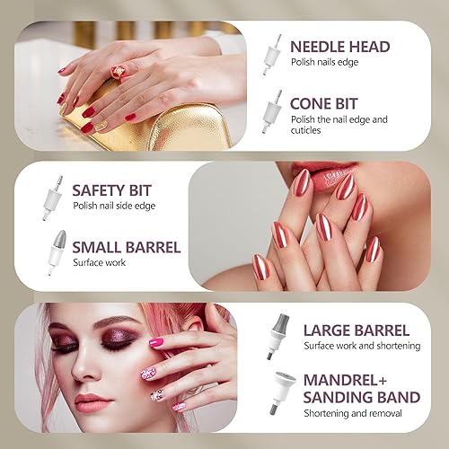 Miniatura 4 de Taladro eléctrico de uñas, lima eléctrica, kit de lima de uñas para principiantes, uñas de gel acrílico, manicura, pedicura, herramienta de pulido