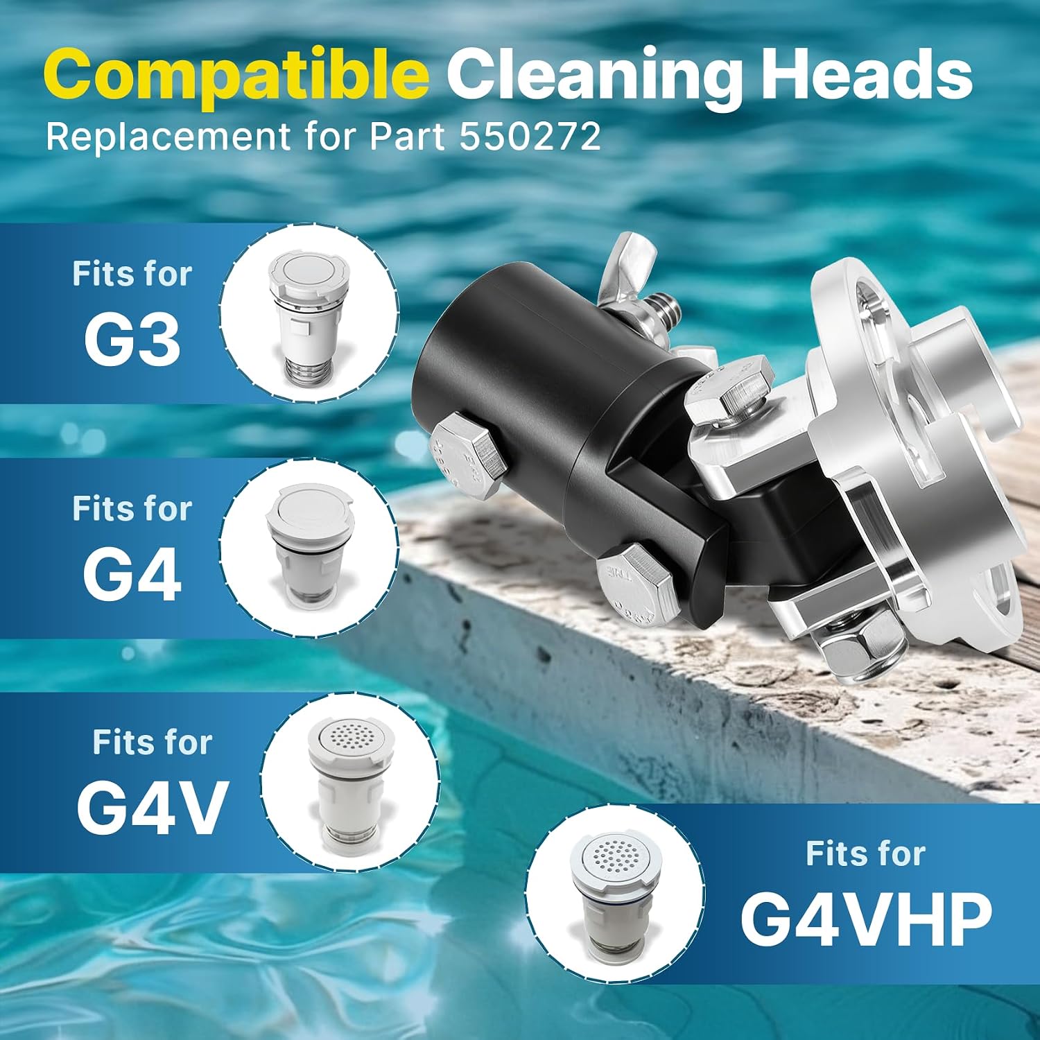 550272 Cleaning Head Installation Removal Tool, Metal Pool Pop Up Tool with 2 Wide Prongs, Fits for G3 G4 G4V G4VHP Cleaning Heads, Works with Standard Pool Pole image 3
