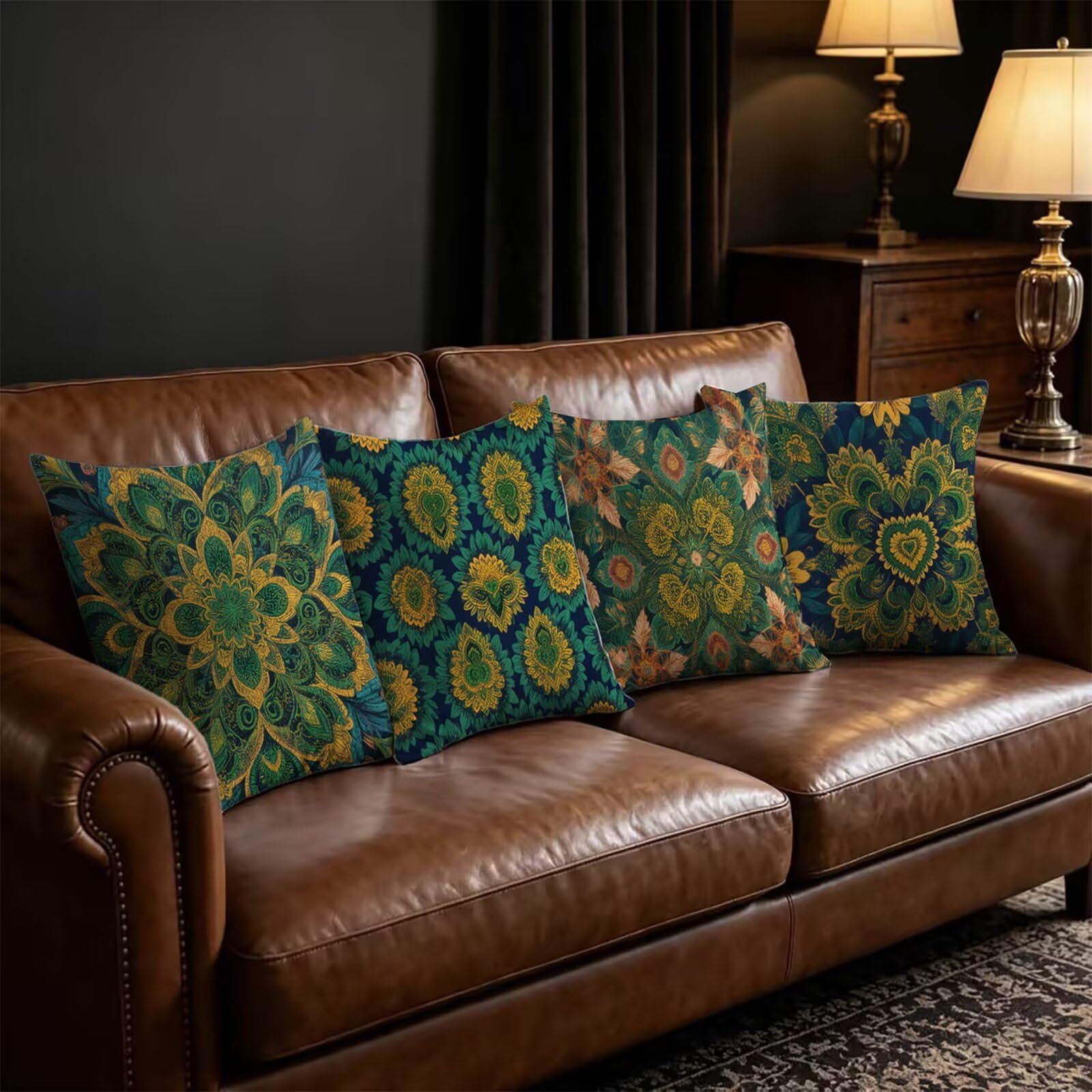 Federe Cuscini Letto 60x60cm Federe Copricuscini Divano Blu-Verde THDZ1690 | Outdoor Federe Copricuscini Divano Forma Di Flower 4 Pack Morbido Resistente Attraente Decorazioni Letto Divano Regalo Donna