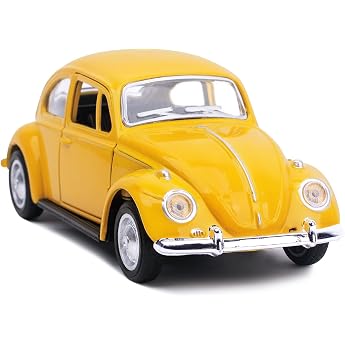 1967 Classic Beetle Bug Vintage 1/32 Scale Diecast Metal Pull Back Car Model Toy Gift for Kids Yellow