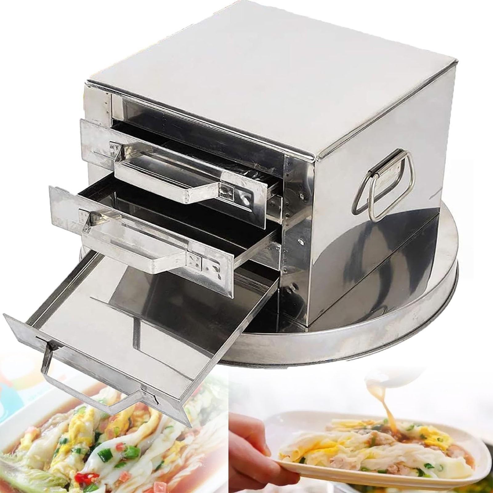 Macchina per la cottura a vapore dei rotoli di pasta di riso, macchina per rotoli di pasta di riso a 3 strati in acciaio inox, macchina per la cottura a vapore di alimenti domestici, cucina casalinga