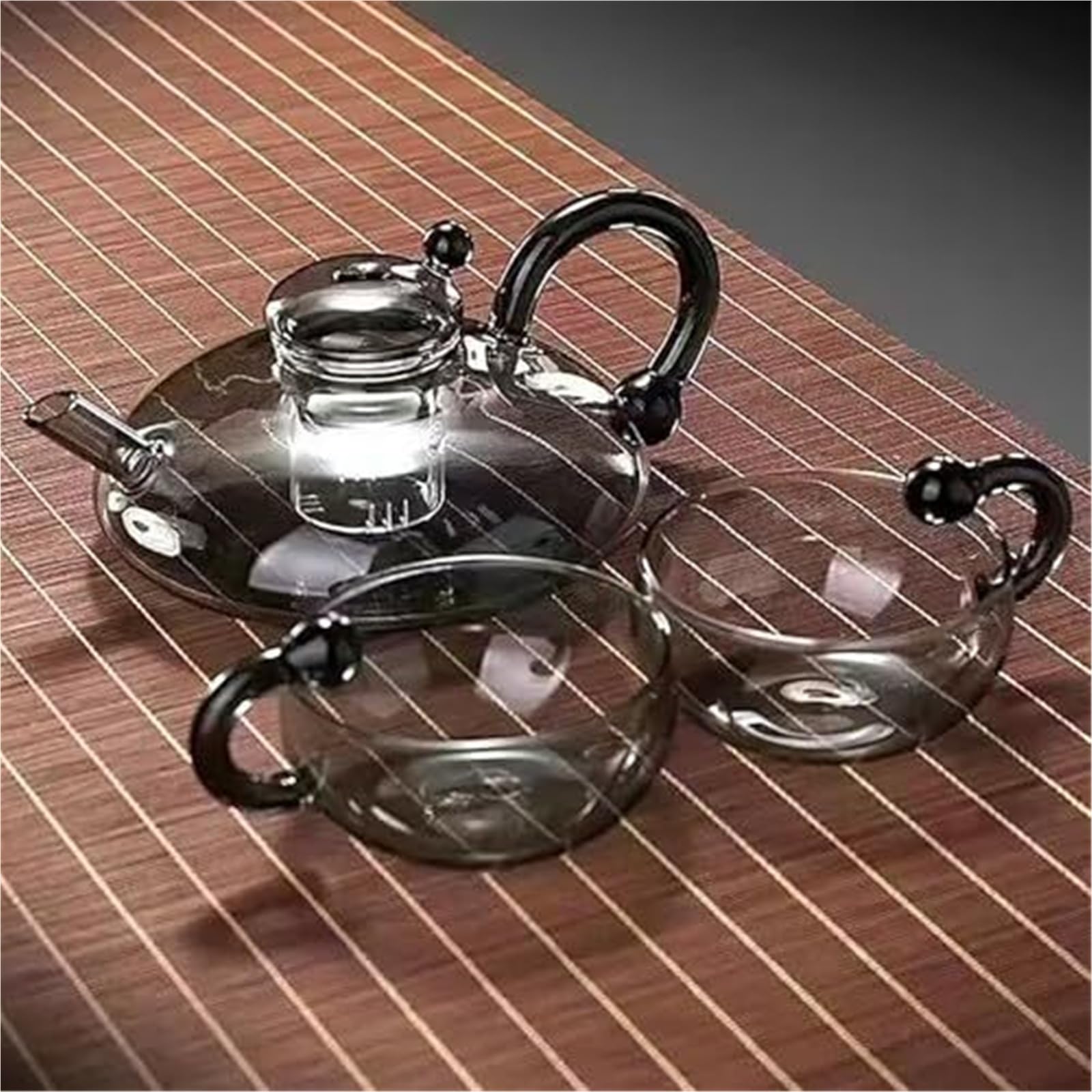 Zestaw czajnika elektrycznego ze szklanym czajnikiem i ceramiczną płytą grzewczą, 2 filiżanki, czajnik do herbaty liściastej(Clear,2 Cups)