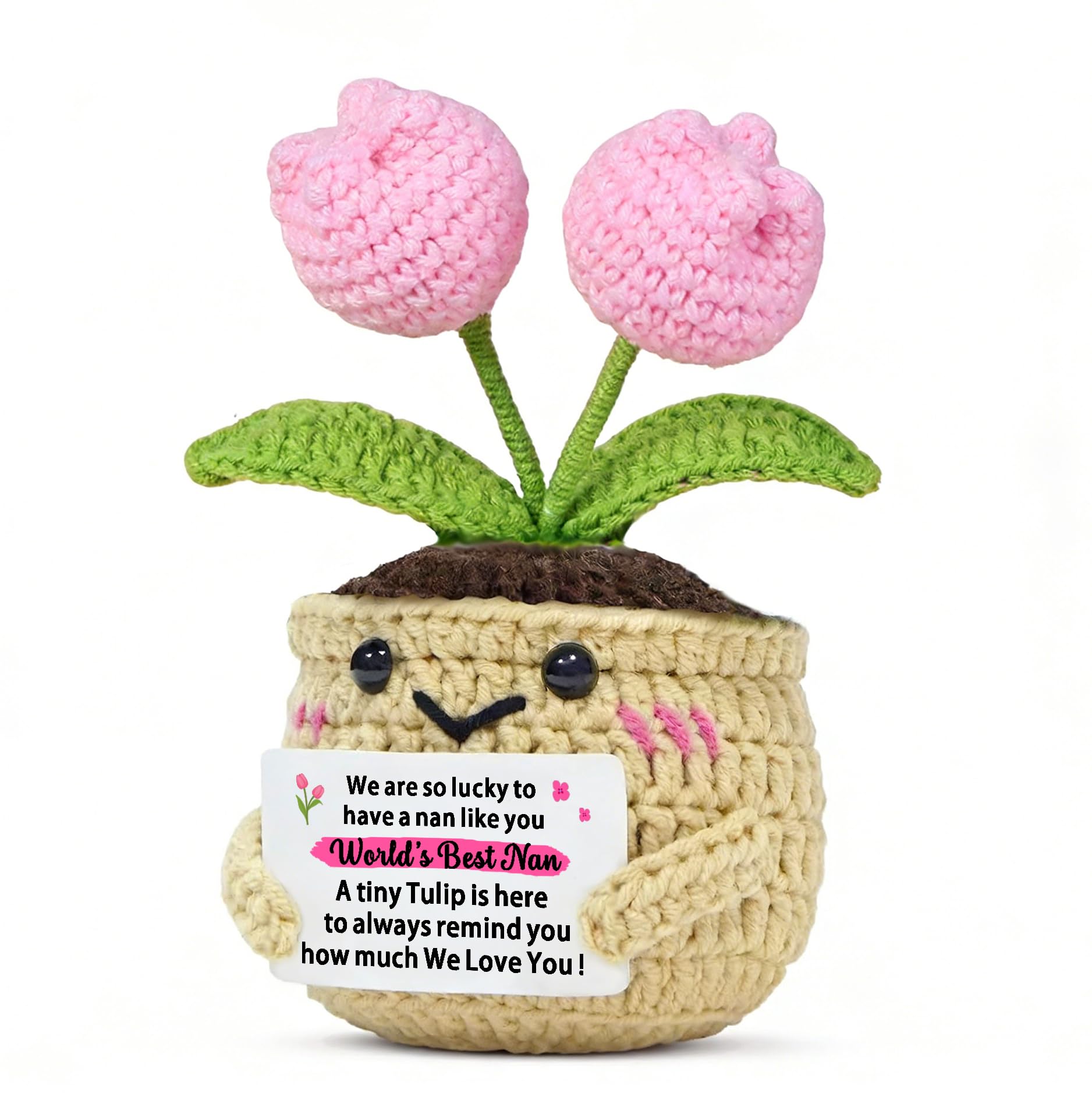 FMCC Nan Gifts-Best Nan Birthday Christmas Handmade Crochet Tulip from Grandchild We Love You