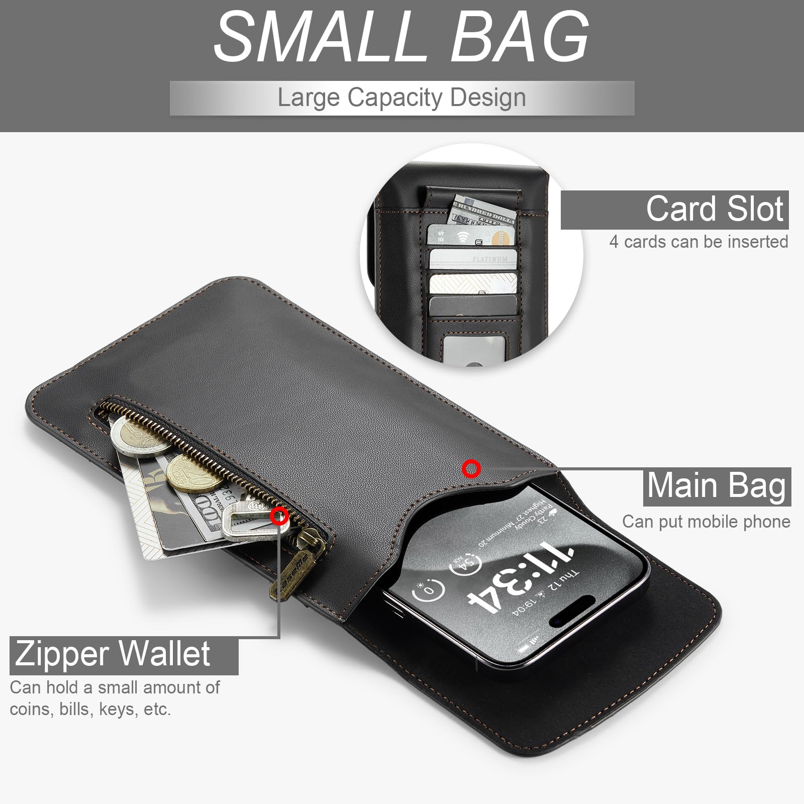 Cell Phone Neck Pouch PU Leather Carrying Bag With Djibouti