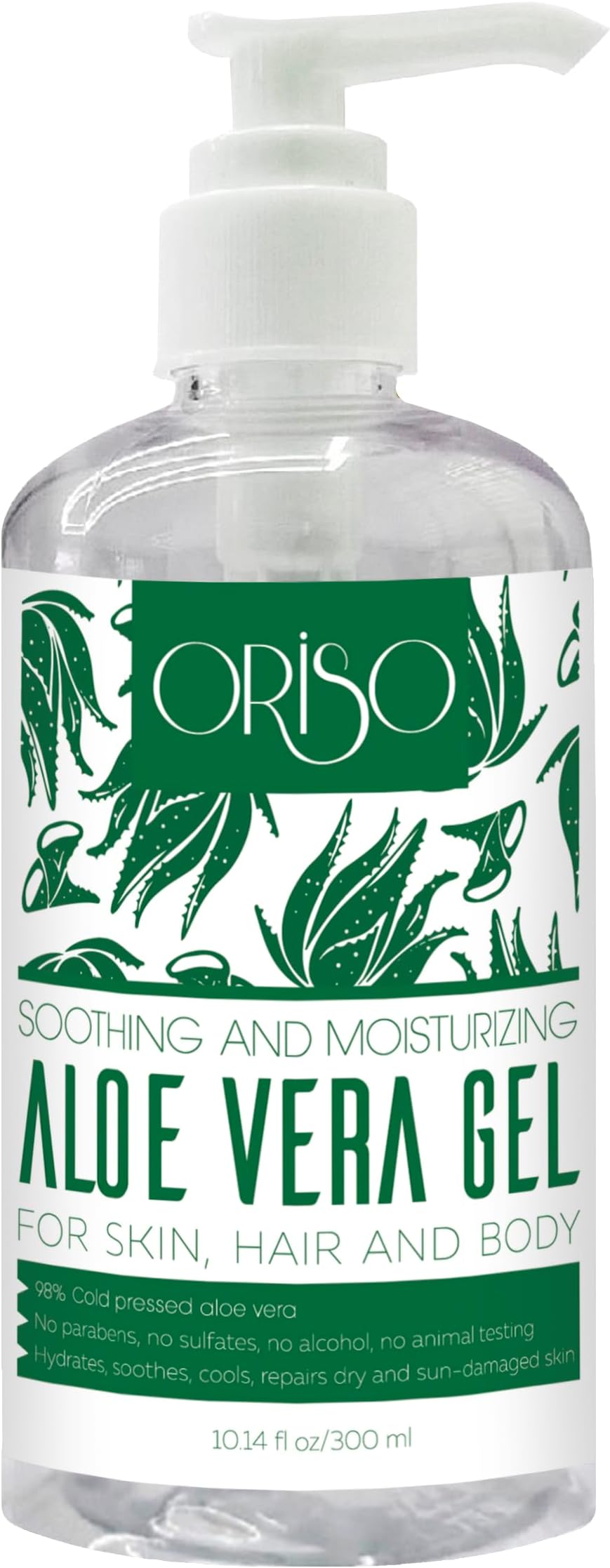 Aloe Vera Gel With Cold Pressed Aloe Vera - Pure Sunburn Relief, Bug Bites, Small Cuts - Soothing Moisturizer Lotion For Face, Hair and Body - 10 Fl Oz