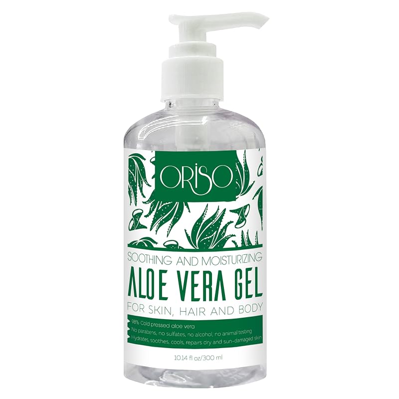 Gel de Aloe Vera ORISO com Aloe Barbadensis Prensado a Frio, para Face, Cabelo e Corpo, 300 mL