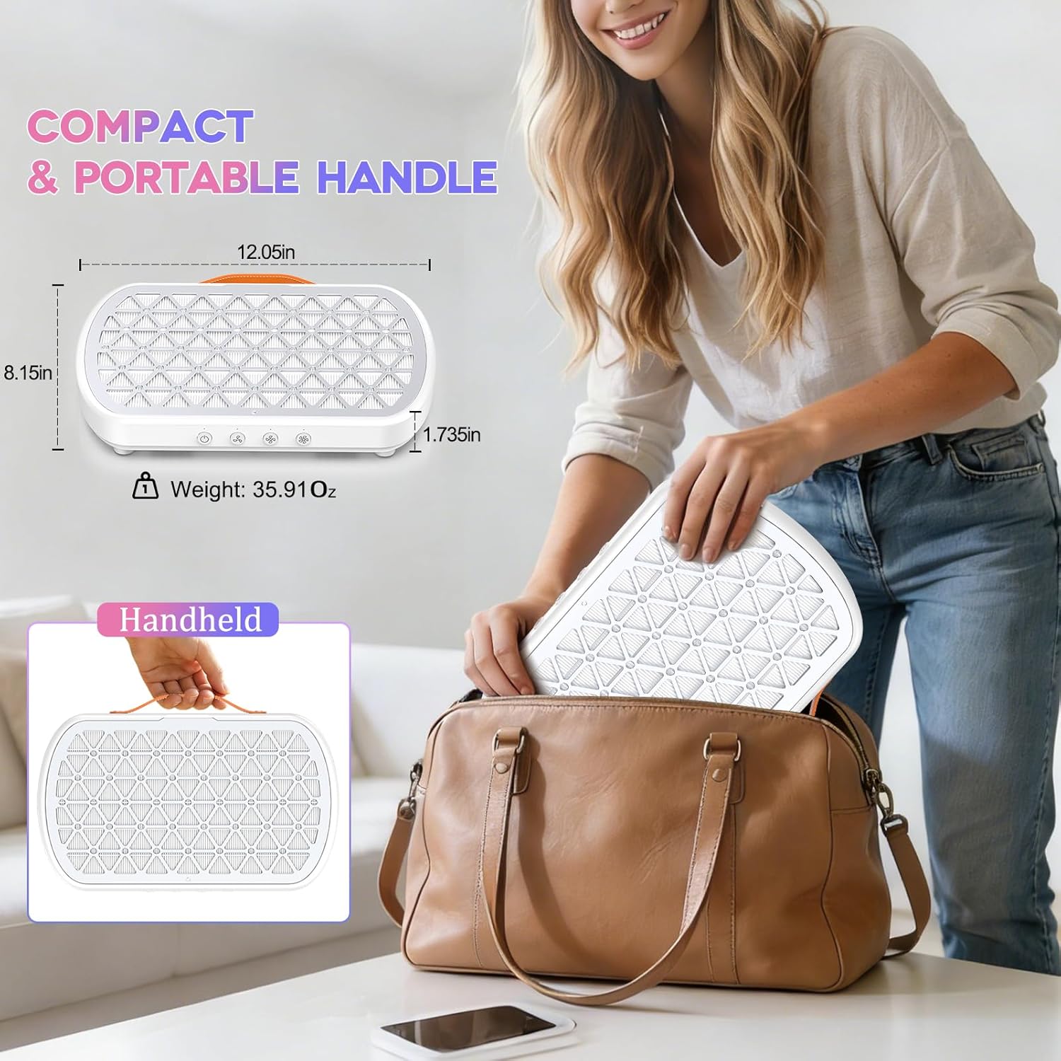 AURELLE Nail Dust Collector, Powerful 1700PA Dual Turbo Fans Dust Extractor with 3 Suction Modes & Reusable Filter, Professional Manicure Nail Vacuum Fan for Nail Tech, Salon & Home Use, White