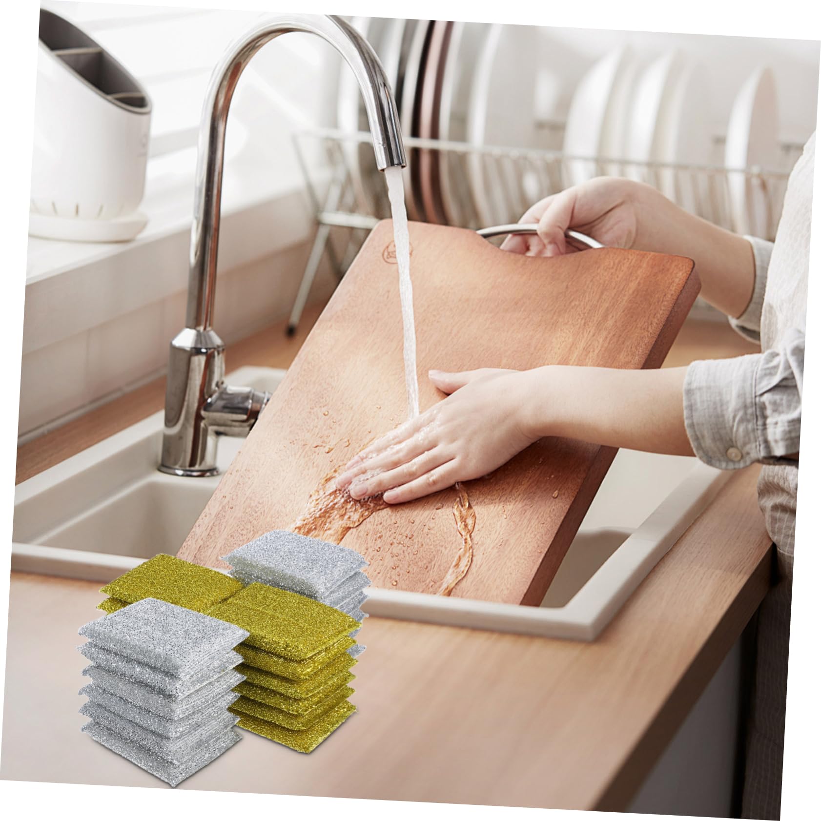 24 Esponjas para Lavar Platos Superficie Potente Rayar Esponjas de Limpieza de Cocina de Plata para Limpieza en Baño y Cocina