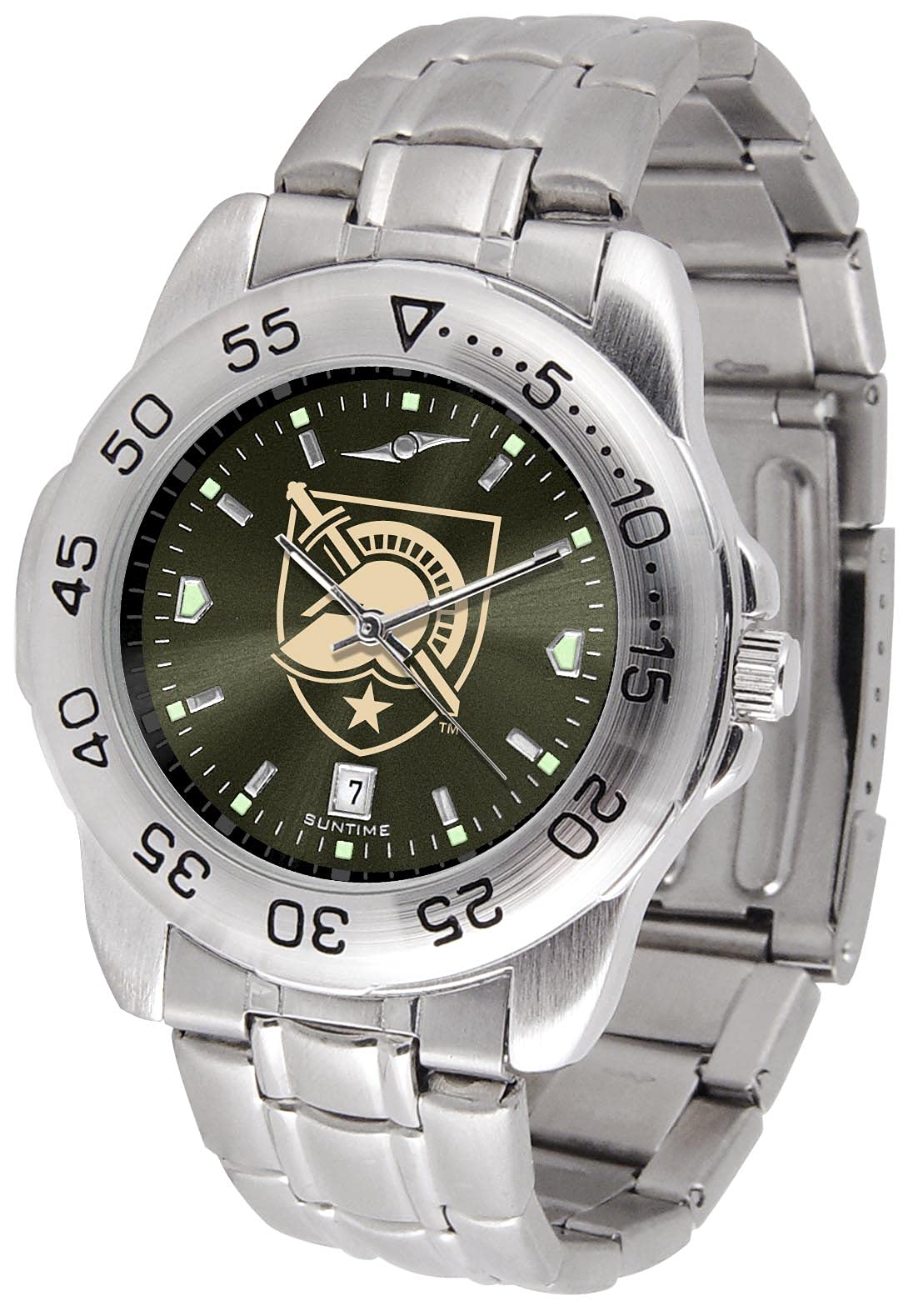 SunTime Men's NCAA Team Sport Watch, 20mm Stainless Steel Strap, Reflective Shiny Dial with Date