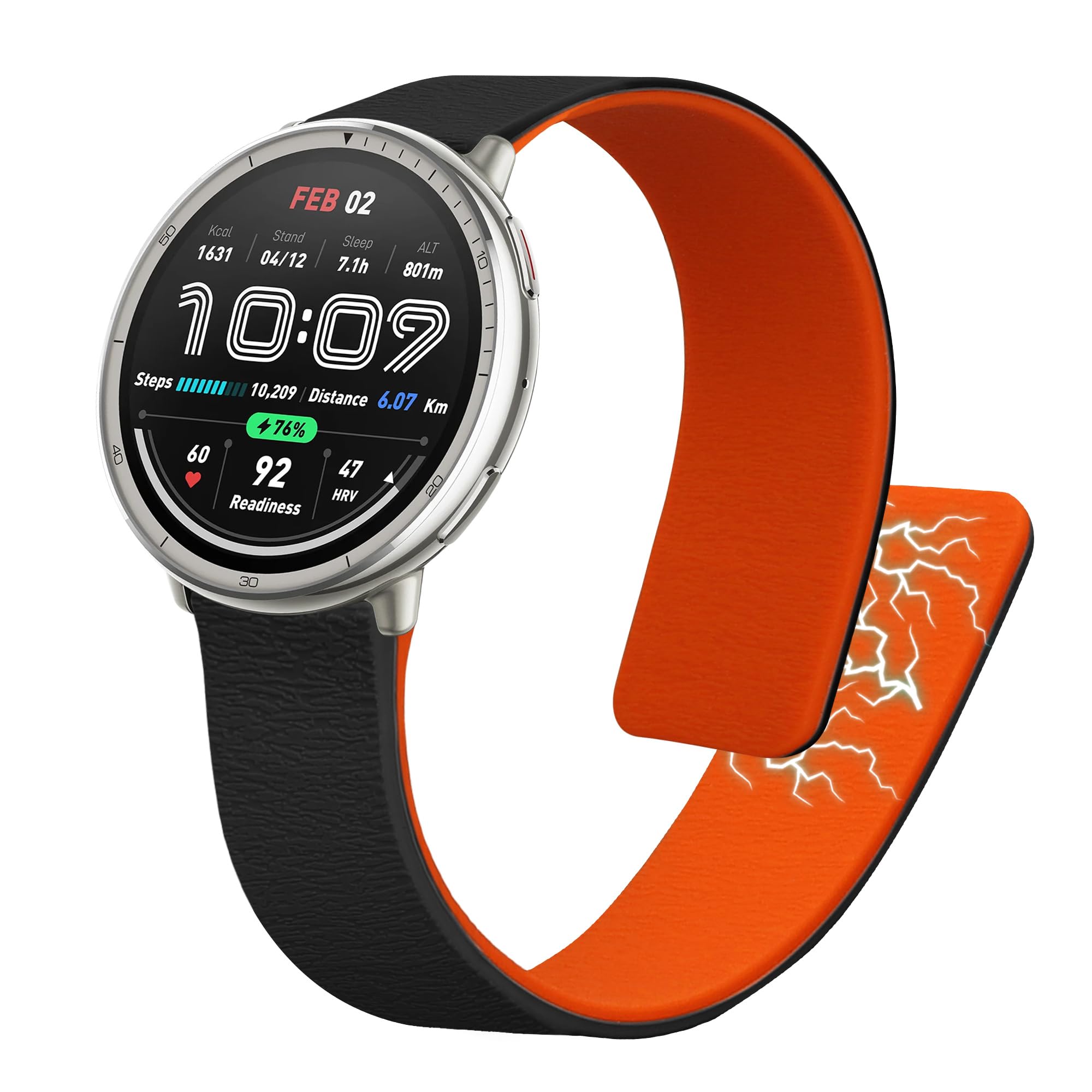 kwmobile Correa de Repuesto compatible con 20mm Amazfit Active 2/2 Square/Active Edge/Bip 3 / GTS 3 4 Correa - Pulsera Magnética para Smartwatch - Diseño Minimalista