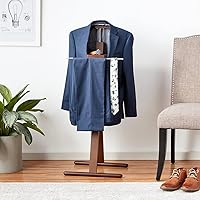 Vista 4 de Proman Products Josh - Organizador independiente de madera con bandeja, percha, barra de pantalones, nogal