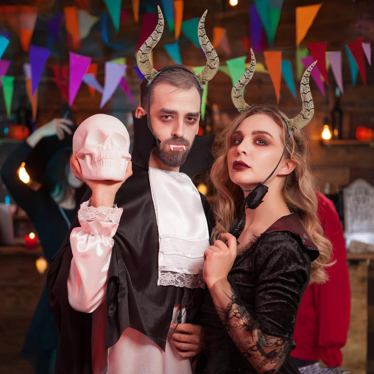 Toyvian Animal Horn Headband for Halloween Cosplay Party Costume Elastic Devil Horns Headwear 9.25 Inch - Image 4