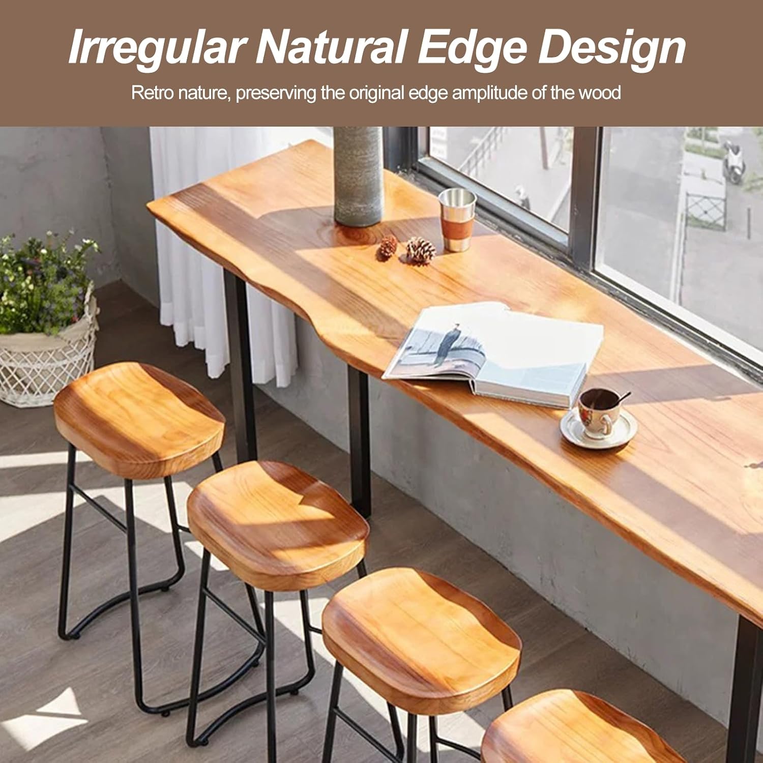 47.2" Long Narrow Bar Table, Rectangular Counter Height Pub Table with High Top for Bistro, Solid Wood Bar Height Tables Industrial Console Dining Tables for Entryway, Sofa, Coffee Shop, Small Space