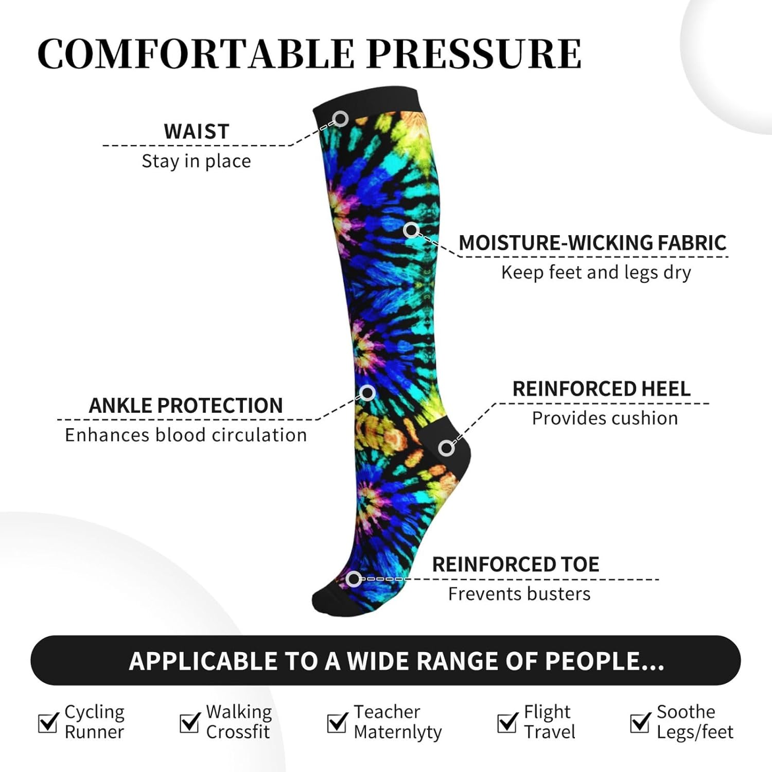 Duck Compression Socks Women and Men 15-20mmHg-Circulation Support Socks for Athletic Running Cycling - Image 4