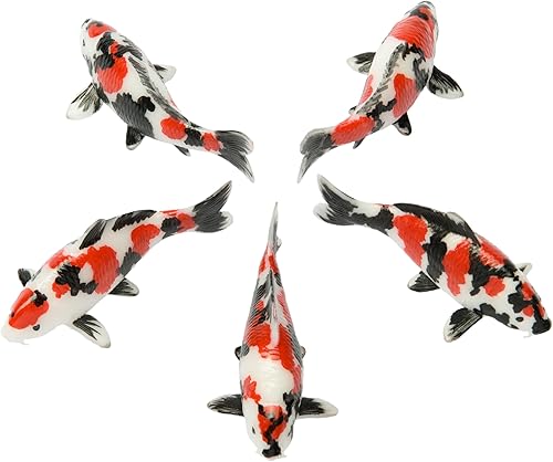 Showa Edition - Figura realista hecha a mano de pez koi, carpa japonesa en miniatura única, ideal para acuario, oficina y decoración del hogar (1