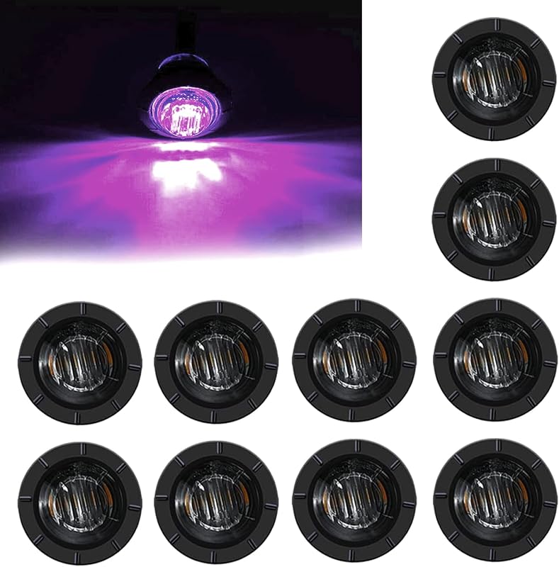 Kit 10 Luzes LED Redondas de Marcador Lateral FXC 12 V Roxo Fumê – 3,81 cm