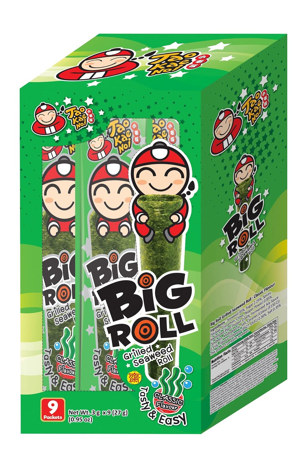 Tao Kae Noi Classic Flavour Grilled Seaweed Big Roll 9x3g