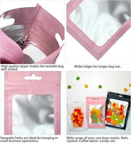 Miniatura 3 de 100 bolsas resellables de Mylar a prueba de olores bolsa de aluminio para almacenamiento de alimentos muestras de joyería embalaje para pequeñas