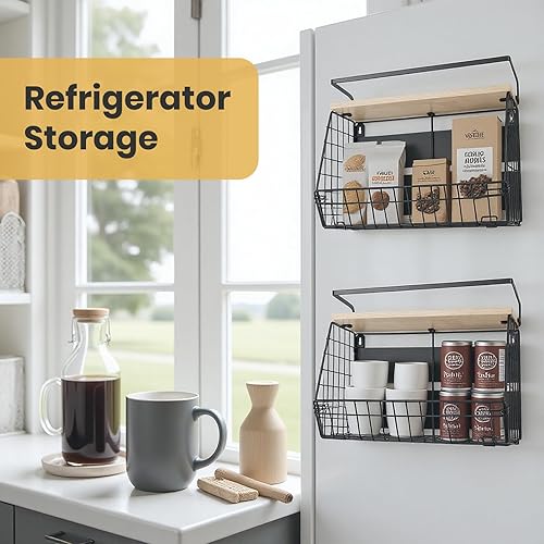 Miniatura 5 de Estante Magnético Fuerte Newoed para Refrigerador con Tapa Superior, Estante Magnético para Especias de Gran Capacidad para Refrigerador, Encimera