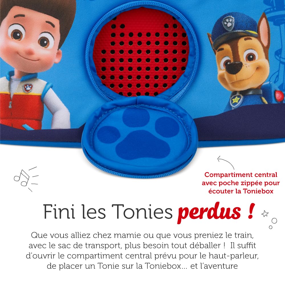 tonies Sac Bandoulière - La Pat' Patrouille Sac de Transport pour Ranger la Toniebox, Le Casque Audio Chuchote, la Station de Recharge, et Jusqu’à 8 Figurines