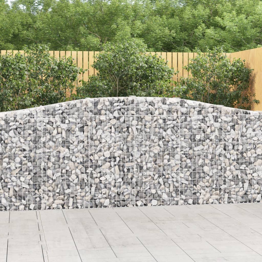 Set di 8 recinzioni per gabbioni, 400 x 30 x 100/120 cm, in ferro zincato con arco alto, per giardino, prato e terrazzo, robuste e durevoli, adatte anche come frangivista decorativa