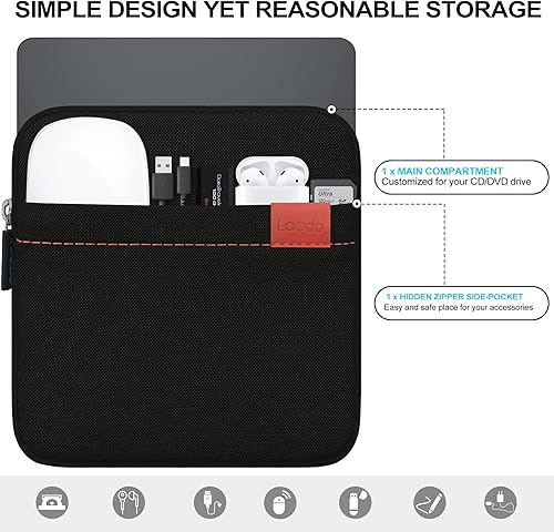 Miniatura 10 de Lacdo Funda protectora impermeable para almacenamiento de CD y DVD Blu-Ray compatible con Apple MD564ZMA SuperDrive Magic Trackpad