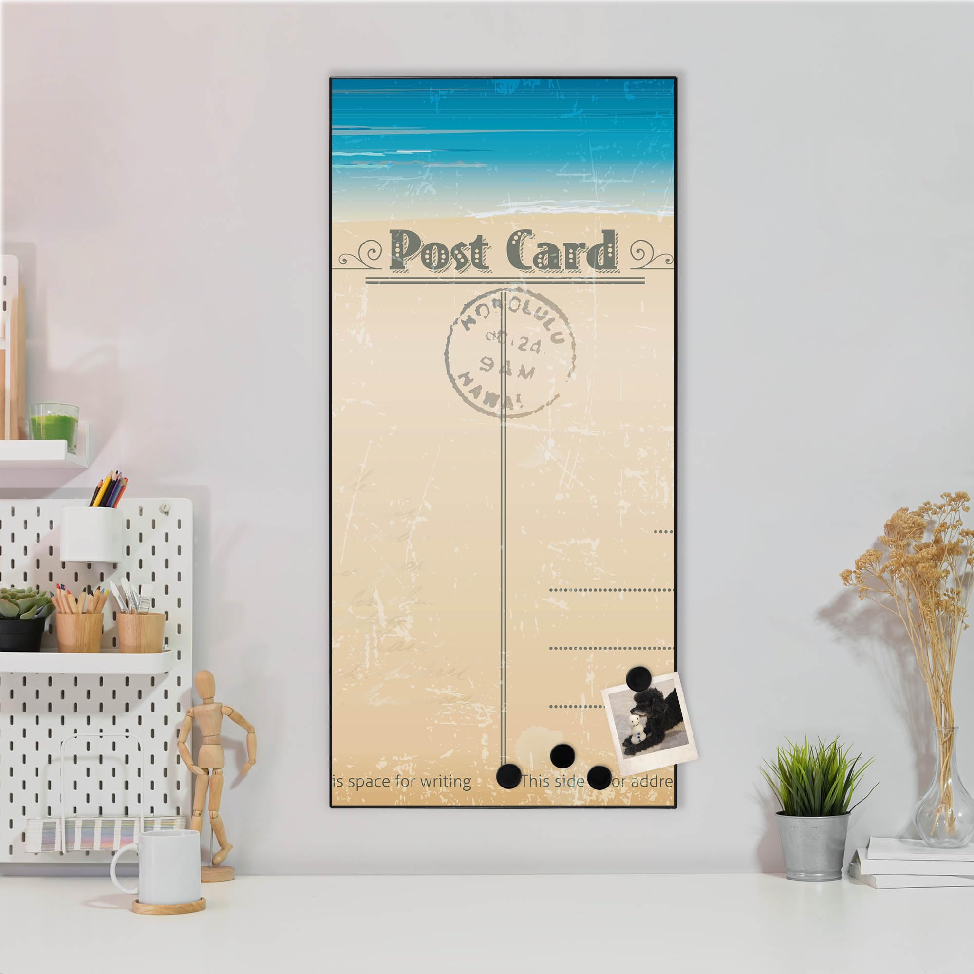 Banjado® Magnettafel 37x78cm – Magnetwand Mit Motiv 'Glitzernde Wiese' Inkl. 4 Magneten & Montageset