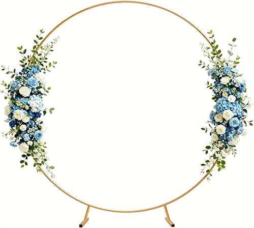 Soporte redondo para telón de fondo: 6.5 pies, arco de boda, soporte de arco de globos con base para boda, baby shower, fiesta de cumpleaños (dorado)