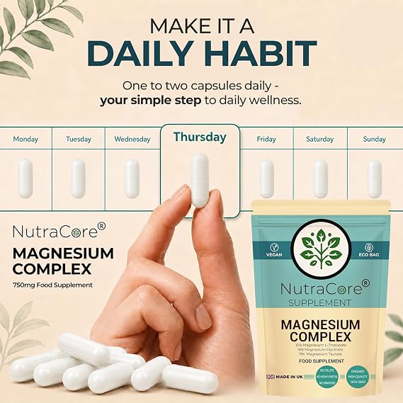 Magnesium Complex | Magnesium Glycinate | 180 Vegan Caps | Made