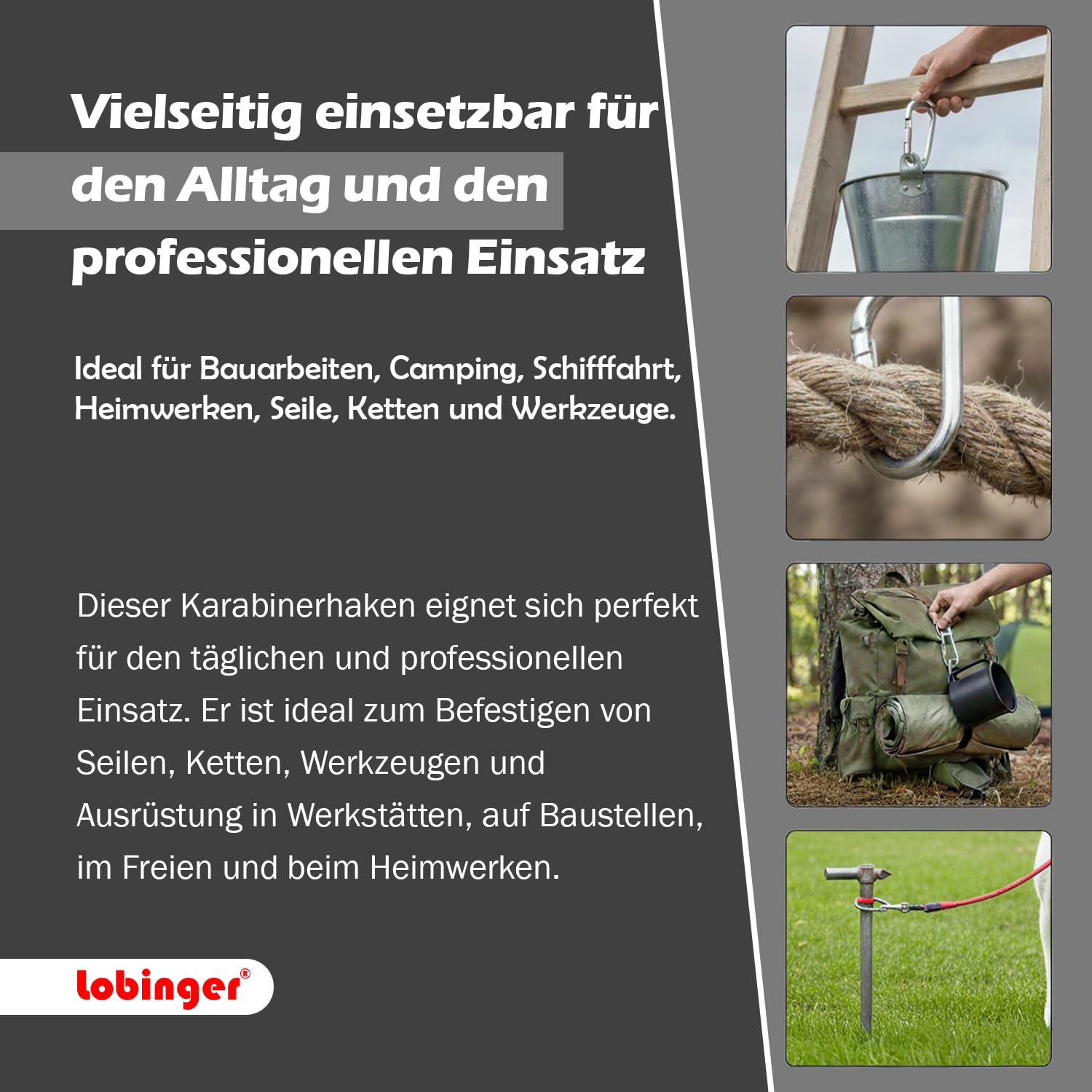 Karabiner Schnapphaken - Edelstahl V2A Extra Stark Hochbelastbar Schwerlast Karabiner - DIN 5299 Federhaken Werkzeughaken Outdoor Boot 50 Stück Set