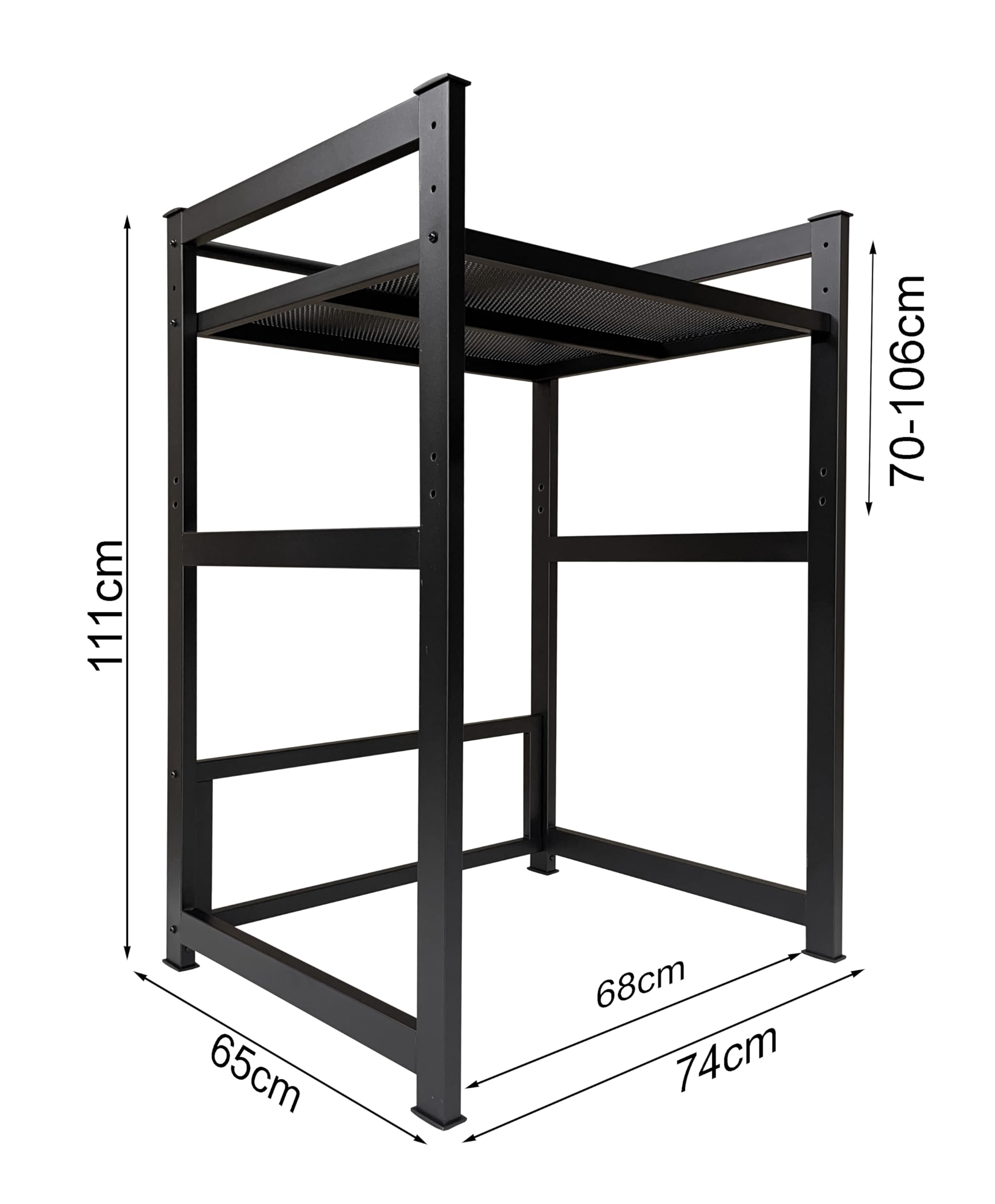 QUICK STAR Étagère pour Machine à Laver 74x65x111cm Noir | Meuble de Rangement pour Lave-Linge et sèche-Linge superposés | Étagère Salle de Bain Armoire Lave-Linge Cave