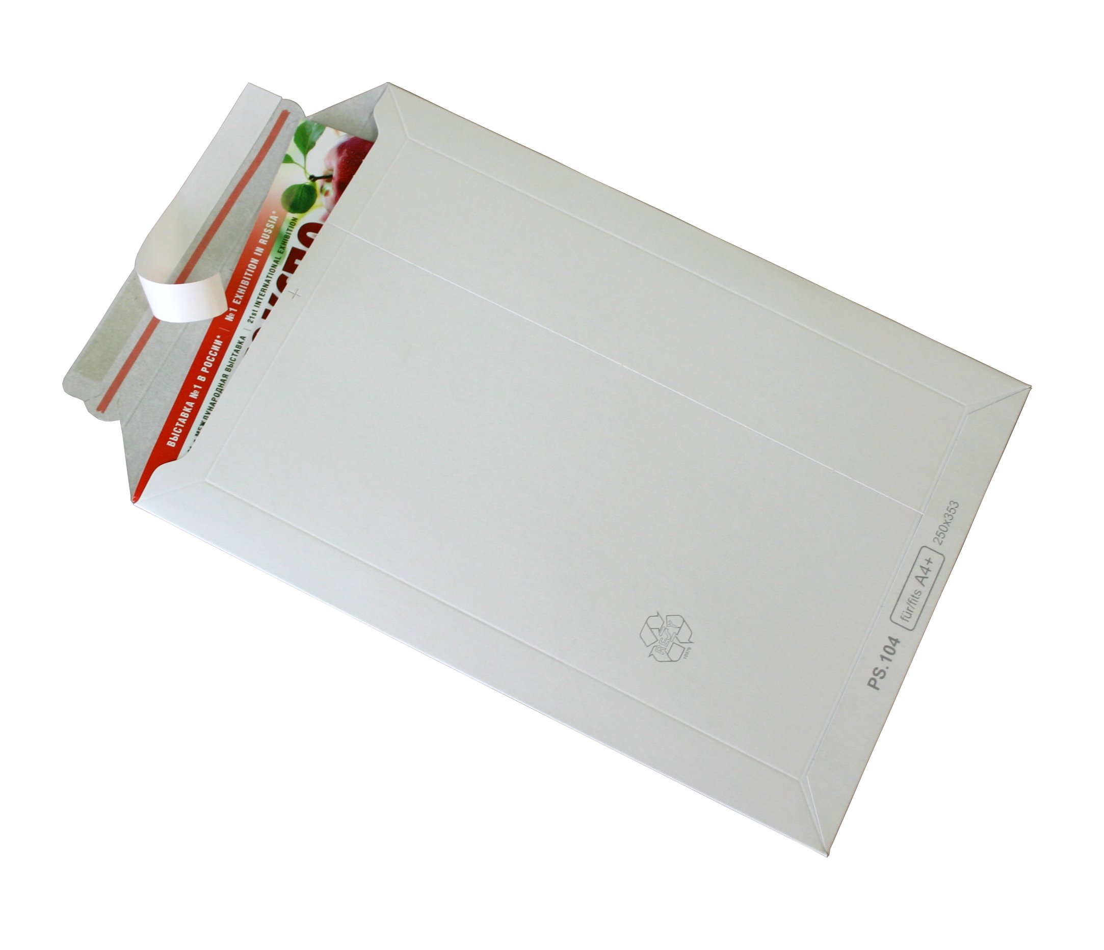 Versandtaschen weiß ungestrichen Vollpappe Karton DIN A5+ - flach: 270x215mm / aufgestellt 240x165x50mm (Artikel: PS.192) (50)