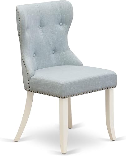 Miniatura 6 de East West Furniture ANSI3-LWH-15 Juego de mesa y sillas de cocina de 3 piezas contiene una mesa redonda de comedor con pedestal y 2 sillas Parsons