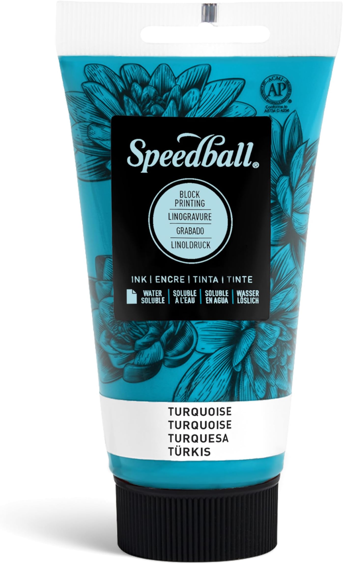Speedball 3509 Water Soluble Block Printing Ink – Bold Color With Satin Finish AP Non-Toxic 2.5 Fl. Oz., Turquoise