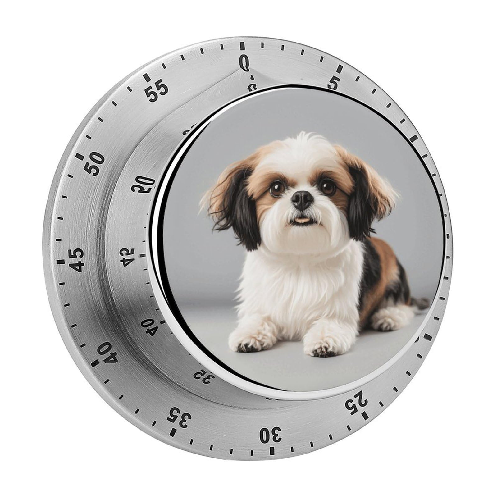 Shih Tzu Dog Timer Digital Stainless Steel Kitchen Timers with Loud Alarm Visual Timers Magnetic Countdown Countup Timer for Homework Chores Office Time Management
