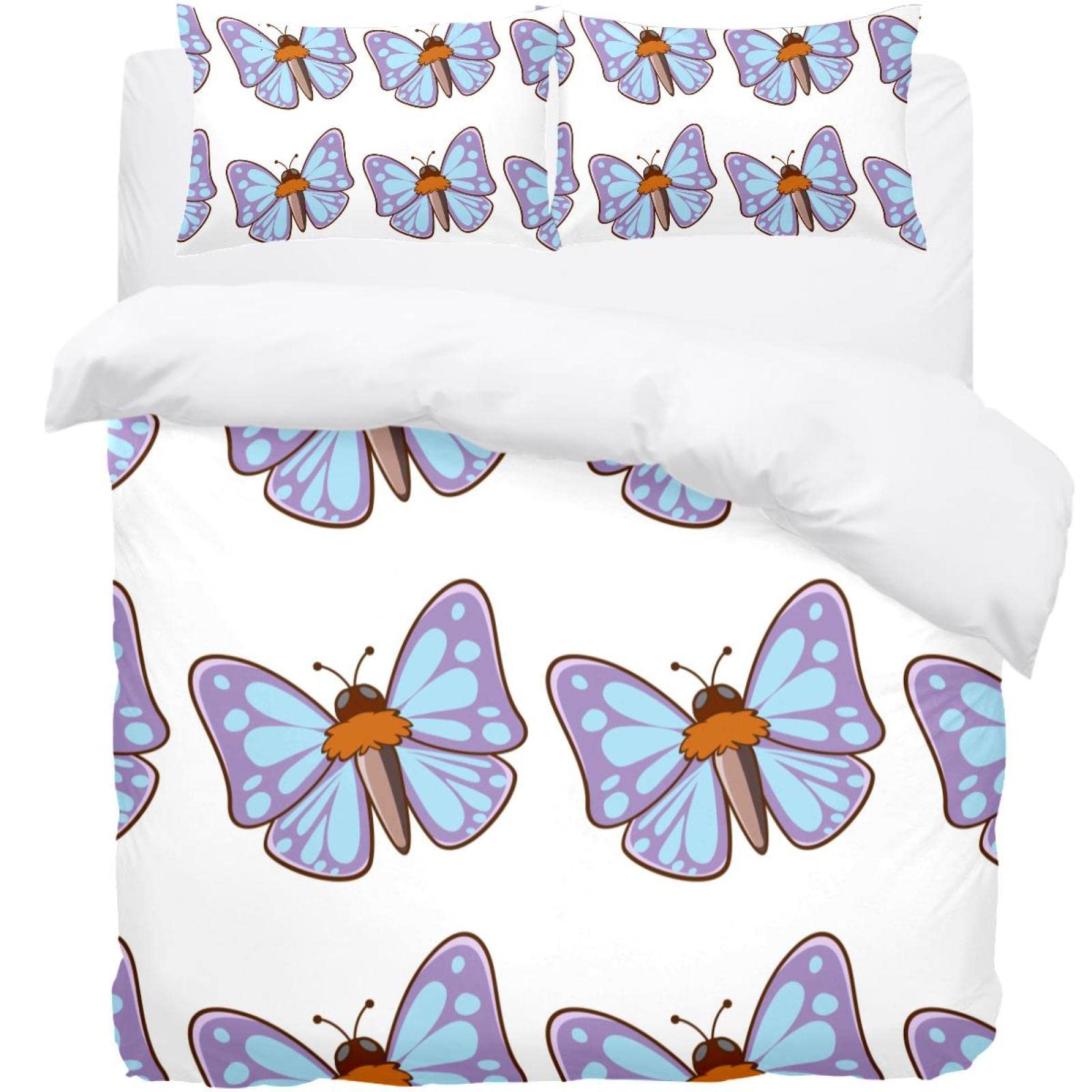 Housse de couette et 2 taies d'oreiller motif papillons pour un réveil printanier