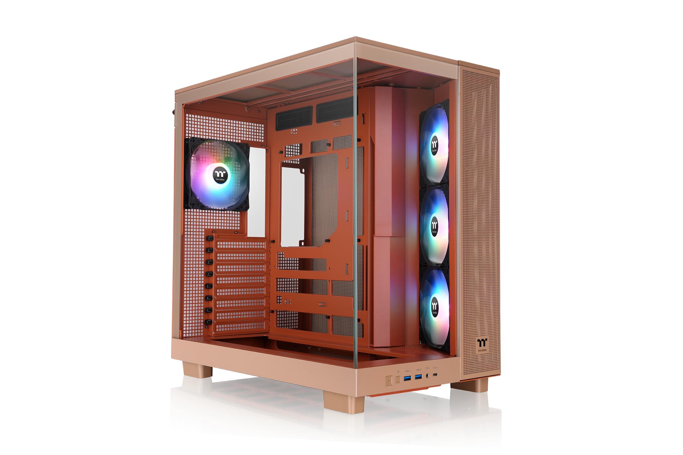 Thermaltake View 380 XL TG ARGB Boîtier PC Moyen Tour Double Chambre | Support Cartes Mères Connecteurs Cachés, 4 Ventilateurs ARGB Inclus, Support Double Radiateur 360mm | Gravel Sand
