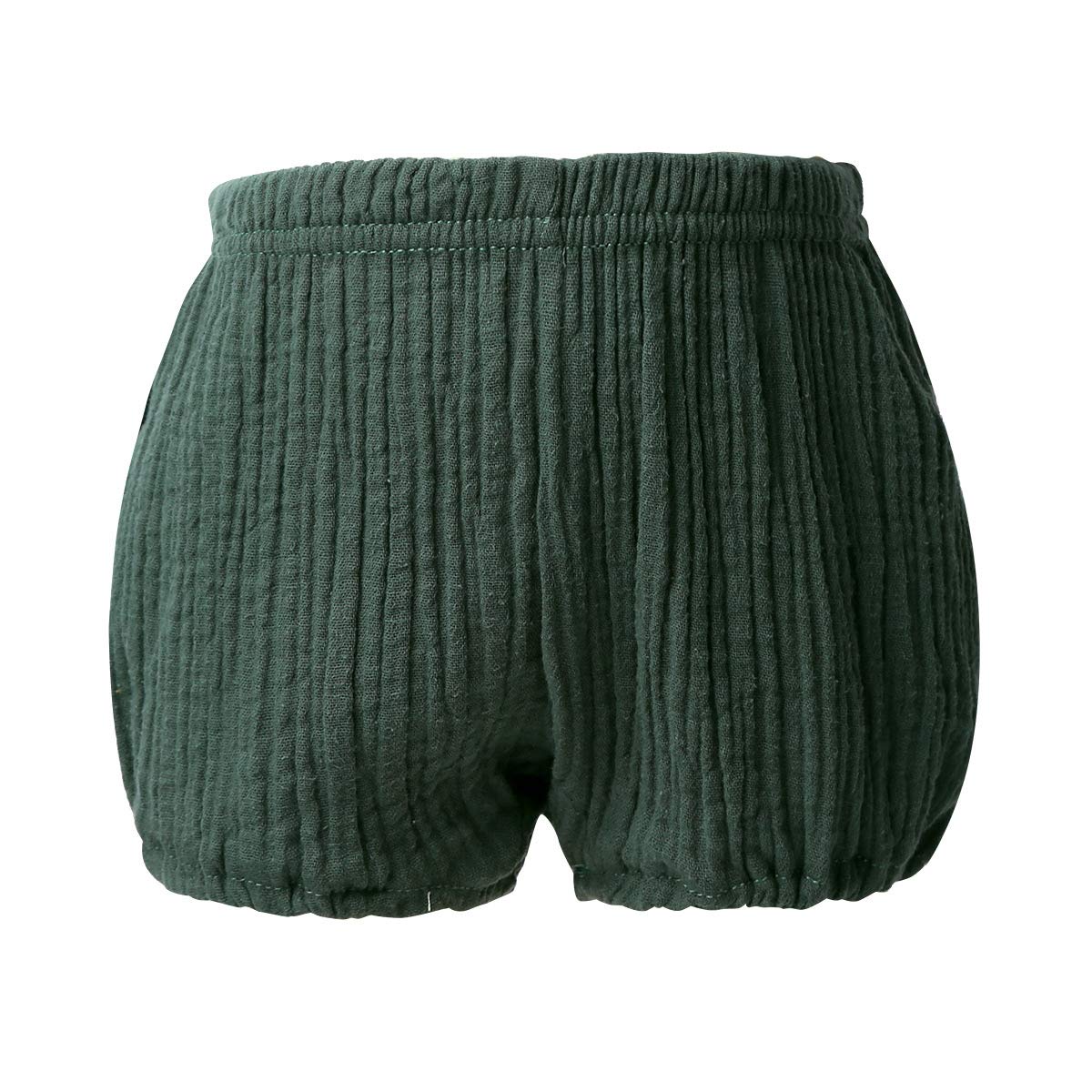 TTAO Infant Baby Boys Girls Cotton Linen Soft Bloomer Loose Harem Shorts Basic Diaper Cover Underwear Causal Panty Dark Green 6-9 Months