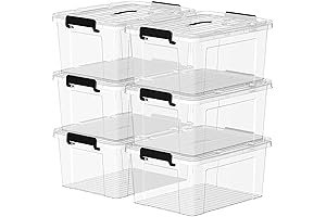 Stack and Store: 16Quart x 6 Bulk Storage Handled Bins with Lids