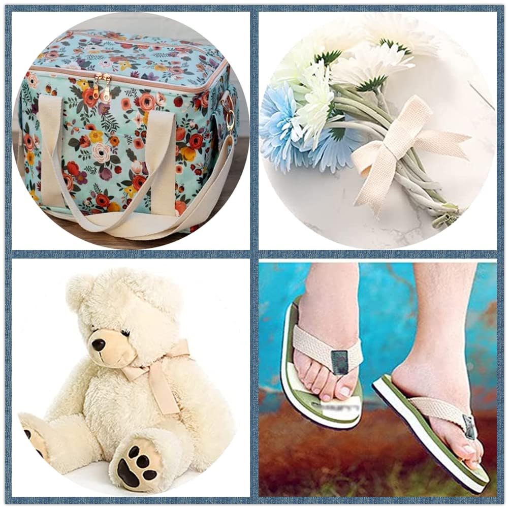 ABB Ropes & Niwars Natural 5 Meters Cotton Webbing Dyeable Belts Soft Fabric Webbing Strap Cotton White webbing strap for Collars, Leashes, Bag Belt, Hiking,Natural White 3 71QKaOacKQL. SL1002